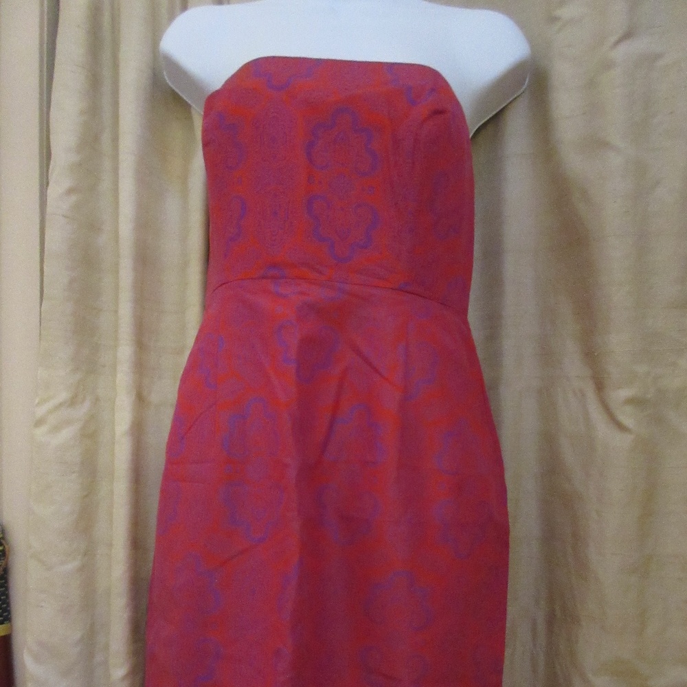 J. Crew Women's Red/Purple Strapless Dress Sz6 NEW
